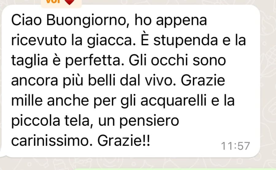 Messaggio di Ofelia dopo aver ricevuto il pezzo